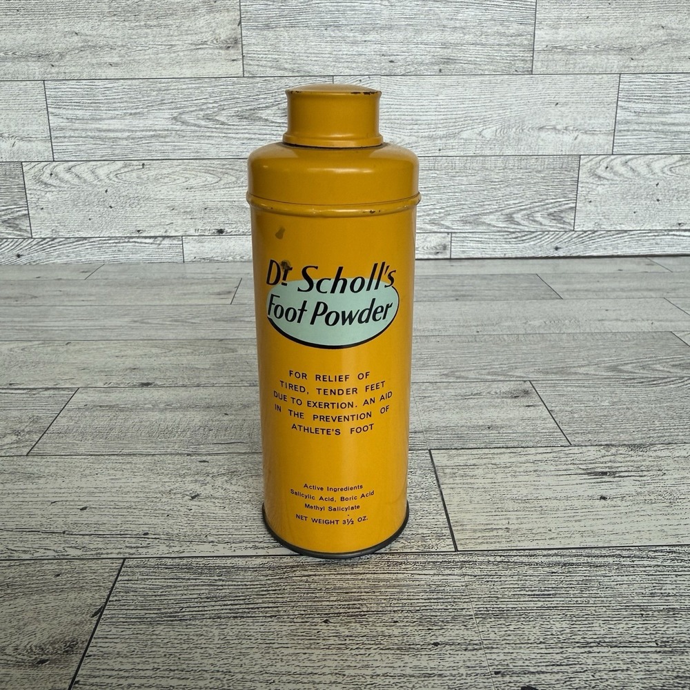 Vintage Advertising‎ Dr. Scholl's Foot Powder 3.5 oz. Metal tin partially full
